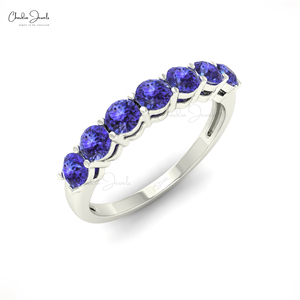 Anillo de Boda de Media Eternidad con Tanzanita, Piedra de Nacimiento de Diciembre, en Oro Fino de 14K con Sello de Calidad, del Fabricante Líder Chordia Jewels - Product Image 2