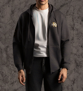 Sweat-shirt à capuche zippé personnalisé pour homme, en mélange de coton et polaire, avec poche kangourou, style streetwear, qualité OEM supérieure - Product Image 1