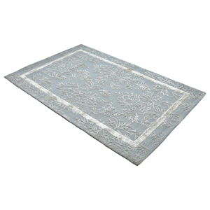 Tapis moderne à motifs floraux tufté à la main, bleu clair, tapis de luxe texturé fait main, taille personnalisée - Product Image 1