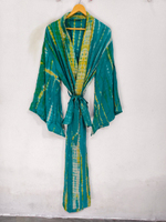 Robe kimono de luxe en soie patchwork, cache-maillot de bain, tenue de nuit, longue robe, kimono indien vintage fait main en soie de sari recyclée