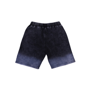 Shorts décontractés pour hommes, taille haute, cordon de serrage, en molleton de polyester et coton 280 GSM, poche zippée, effet vintage délavé - Product Image 3