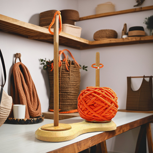 Spinner de soporte de hilo de ganchillo de madera para tejer multicolor, husillo de hilo doble dispensador de hilo altamente estable para ganchillo - Product Image 3