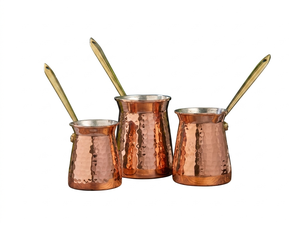 2-Piece Traditional Turkish Coffee Pot <b>Set</b> Hammered Copper Cezve Ibrik Maker with Long Hook Handle Vintage <b>Arabic</b> Greek Coffee - Product Image 6
