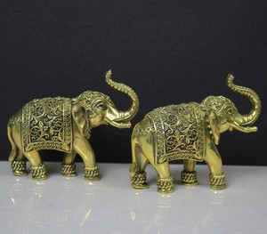 Handcrafted Brass <b>Elephant</b> Figurine (Single) Antique Finish Decorative <b>Elephant</b> Statue Home Office Decor - Product Image 2