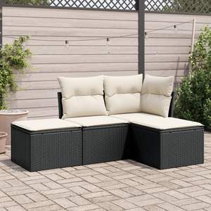 Conjunto de Sofás de Jardín en Negro y Blanco Crema para Muebles de Patio - Product Image 1