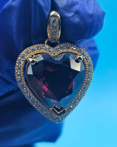 Pendentif Cœur en Aigue-marine, Pierre de Naissance de Mars, Pendentif Halo en Argent 925 Plaqué Or pour Femme, Cadeau Délicat - Product Image 1