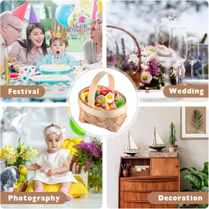 Mini paniers-cadeaux en bois tissés à la main avec poignée, paniers de pique-nique décoratifs pour bonbons, chocolat et cadeaux, mariage et fête, miniature - Product Image 4