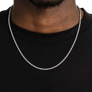 3MM <b>Silver</b> <b>Rope</b> <b>Chain</b> Necklace 925 Sterling <b>Silver</b> Rhodium Plated Twisted <b>Rope</b> <b>Chain</b> For <b>Men</b> Women - Product Image 3