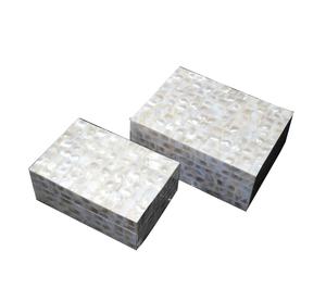 "Customizable Square Pattern Square Horn Bone MOP <b>Box</b> for Necklace <b>Jewellery</b> Decorative Gift Packaging" - Product Image 1
