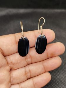 Pendientes Colgantes de Plata de Ley 925 con Ágata Negra Banda Negra en Forma Ovalada, Joyería Hecha a Mano, Casa De Plata - Product Image 5