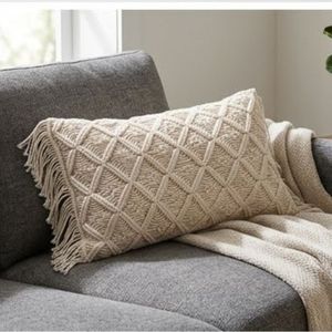 Housse de coussin rectangulaire à motif géométrique crocheté à la main, style bohème, coton biologique, décoration d'intérieur, taie d'oreiller - Product Image 3