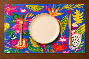 Set de table en coton premium avec imprimé floral et botanique tropical coloré |   Nappe de table imprimée vibrante pour la maison - Product Image 5