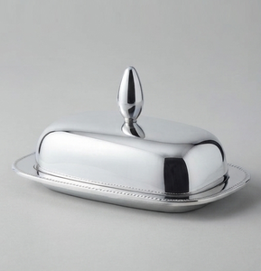 Beurrier artisanal en argent sterling et acier inoxydable avec couvercle, vaisselle classique en métal poli pour la cuisine et les fêtes - Product Image 2