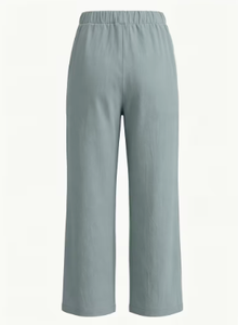 Pantalon décontracté d'été ample pour homme KLTW INT'L, gris clair, coupe large, en lin et coton respirant, léger, taille élastique avec cordon de serrage - Product Image 5