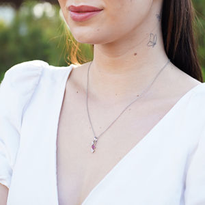 Beautiful 925 <b>Sterling</b> <b>Silver</b> Rose Gold Plated Luxury Floral <b>Pendant</b> <b>Necklace</b> with Sparkling Diamond Shiny Elegant Style - Product Image 4