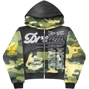 Camouflage Sleeve Vintage Washed Casual Streetwear Men Graphic <b>Full</b> <b>Zip</b> Hoodie Premium Quality Best Selling Men Zipper <b>Hoodies</b> - Product Image 5