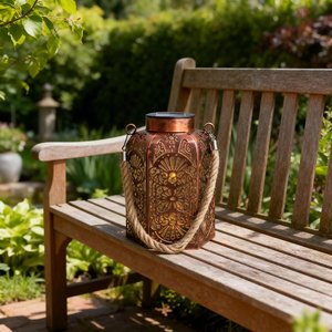 Solar Metal Lantern Outdoor Vintage <b>Moroccan</b> Style Decor Iron Candle Holder Green Patterned <b>Light</b> Garden Patio Home Decoration - Product Image 4
