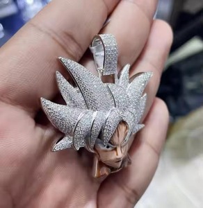 จี้รูปตัวการ์ตูนแบบ Iced Out ชุบโรเดียม เงินแท้ 925 ประดับโมอิสซาไนต์ สไตล์ฮิปฮอป อนิเมะ เหมาะสำหรับงานปาร์ตี้ เครื่องประดับโดดเด่น - Product Image 4