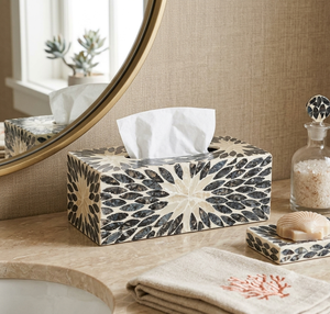 Cubierta de Cerámica para Caja de Pañuelos con Diseño Floral Mosaico Estilo Wabi-Sabi para Decoración del Hogar - Product Image 3