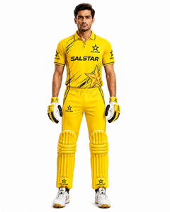 Uniforme de Cricket Amarillo, Elegante y Transpirable, para Mayor Comodidad, Uniforme de Cricket Personalizado al por Mayor con Logotipos de Patrocinadores del Equipo - Product Image 2