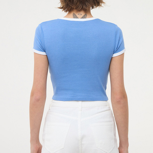 T-shirt court pour femme entièrement personnalisé, de haute qualité, respirant, en nylon/coton, style parfait, vente chaude, prix raisonnable, unique - Product Image 5