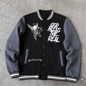 Chaqueta universitaria personalizada para hombre, estilo streetwear, con parches de letras, bordado chenille, apliques, mezcla de lana y forro polar, gruesa, informal, deportiva, para invierno. - Product Image 1