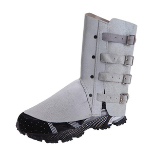 Guêtres en cuir de vachette pleine fleur de qualité supérieure, résistantes à la chaleur et aux étincelles, pour pompiers, ouvriers du bâtiment et soudeurs, équipement de sécurité pour les pieds - Product Image 5