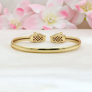 925 Silver Gold Plated Leopard Head Fine Cuff <b>Bangle</b> <b>Bracelet</b> Zircon Unisex Jewelry for Anniversary Gift Party - Product Image 2