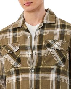 Men Olive Green And Beige Plaid Cotton Flannel <b>Shirt</b> Long Sleeve <b>Button</b> Down Casual Winter Checked <b>Shirt</b> OEM Factory Fit Wear - Product Image 4