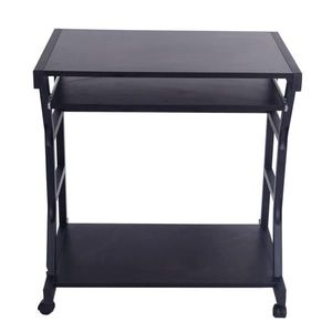 Portable Four-Wheel Black <b>Computer</b> <b>Desk</b> - Product Image 1