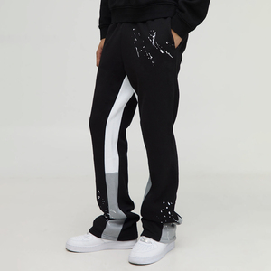 Custom Print Stylish Flared Joggers Comfortable Fit Streetwear Men's Sweatpants Side Pockets <b>Drawstring</b> Waist Long <b>Trousers</b> - Product Image 1