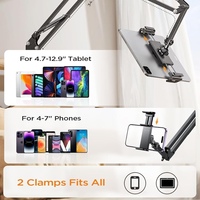 Support de tablette LISEN ultra robuste à double pince pour bureau, chevet, bureau, bras flexible robuste, compatible avec iPad Pro 12.9