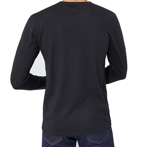 เสื้อยืดแขนยาวคุณภาพสูงสำหรับผู้ชาย ผ้าฝ้าย 100% สีดำล้วน เสื้อผ้าแฟชั่น เสื้อยืดคอกลมแขนยาวระบายอากาศได้ดีสำหรับผู้ชาย - Product Image 5