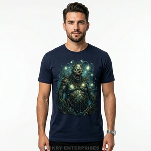 T-shirt personnalisé pour homme avec motif crâne mécanique, guerrier cyborgue de science-fiction, fabricant de t-shirts graphiques en coton premium, impression numérique - Product Image 5