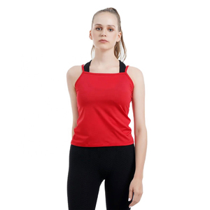 Top sin mangas para mujer, color rojo claro, cuello barco, mezcla de algodón y poliéster, camisa informal, proveedor de ropa de verano para mujer, marca privada OEM - Product Image 3