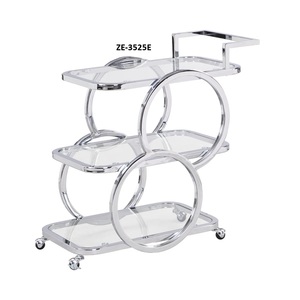 Chariot de service roulant en métal fait main moderne pour la maison, chariot utilitaire décoratif de luxe en métal pour la cuisine, plaqué et sûr - Product Image 3