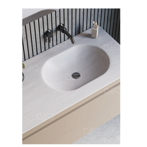 Lavabo de Baño Rectangular de Mármol para Encimera, Mueble de Madera, Diseño Moderno, Acabado Dorado, con Escurridor, 12L - Product Image 2