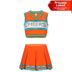 Uniforme de porristas sin marca, azul, para jóvenes, para imprimir, sin mangas, con cuello en V, uniforme de porristas para niñas, disfraz elegante. - Product Image 1