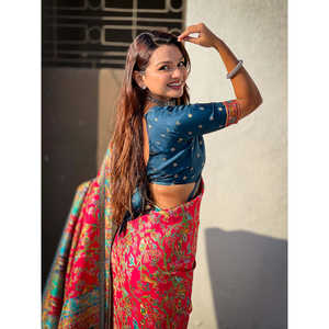 Sari Darbari Elite Weaves imprimé en rose, en pure soie viscose, collection de robes de soirée 750g - Product Image 3