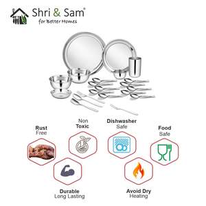 Juego de cena de acero inoxidable de 21 piezas (1 persona) Juegos de vajilla Premium Shagun - Product Image 3