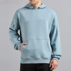 Sweat à capuche minimaliste pour homme en molleton de coton avec poche kangourou, capuche ajustable, style décontracté streetwear, haut de tous les jours - Product Image 5