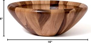 Grand saladier en bois d'acacia fait main – Bol rustique pour salades et fruits – Centre de table pour cuisine et salle à manger - Product Image 4
