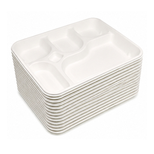 5 CP Assiettes jetables robustes en bagasse, écologiques, compostables, biodégradables, micro-ondables, pour repas, mariages et fêtes - Product Image 4