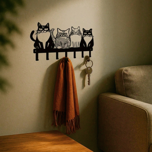 CIFbuy Ganci da Parete in Metallo Vintage a Forma di Gatto, Portachiavi e Portasciugamani per Ingresso, Decorazione Flessibile e Carina per la Casa in Stile Rustico, Regalo, Servizio di Selezione Disponibile (2 cm) - Product Image 2