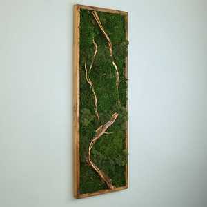 Arte de pared vertical con musgo preservado y madera flotante, decoración única para apartamentos, regalo de jubilación para profesores, acento orgánico para interiores. - Product Image 1