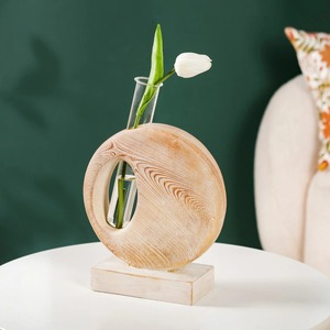 Vase à fleurs en bois sculpté, surface artistique, vase décoratif pour salon, table à manger, décoration intérieure et cadeaux - Product Image 1