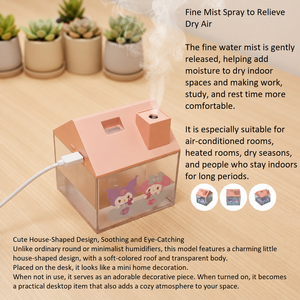 Custom Cartoon Printed House-Shaped Desktop <b>Humidifier</b> with 7-Color Night Light & USB Power - Product Image 6