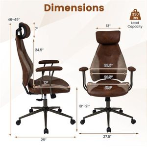 Sedia da Ufficio Ergonomica Marrone con Schienale Alto e Poggiatesta Regolabile 2D, Sedia da Gaming e Ufficio con Design a Blocchi di Colore, Capacità 150 kg - Product Image 4