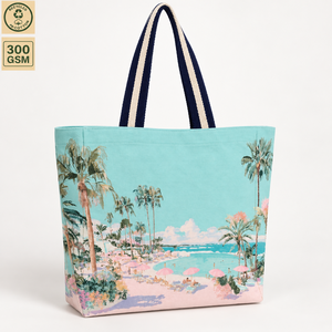 Bolsa de Playa de Lona Natural Color Beige, Impresión Offset, 40x40x15cm, Logotipo Personalizado, Venta al Por Mayor, OEM, Marca Privada, SNCH163AB - Product Image 4
