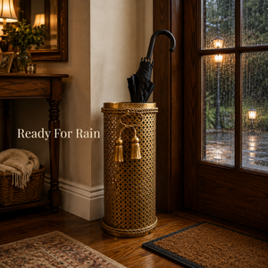 Porte-parapluie décoratif en laiton perforé fait main, support de parapluie de luxe pour entrée, rangement de cannes pour maison, bureau et hôtel - Product Image 4